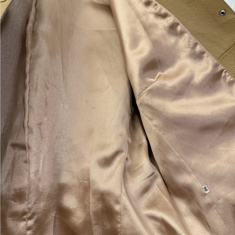 Vintage Clio Tan Lined Real Leather Jacket, Womens Size 10, Snap Button Closure - Picture 7 of 8